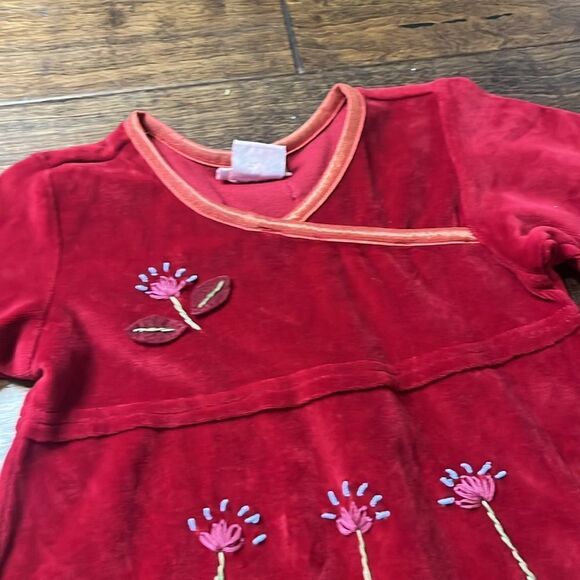 Naartjie Red Velvet Floral appliqué Faux wrap Dress, size 12-18 months - Picture 2 of 9
